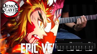 Demon Slayer Akaza vs Rengoku Theme  EPIC VERSION Mugen Train OST  GUITAR COVER and TAB guitar [upl. by Plunkett]