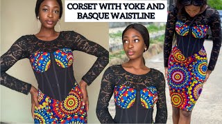 How to Cut and Sew a Corset with a Yoke and a Basque Triangular waistline [upl. by Neiman]