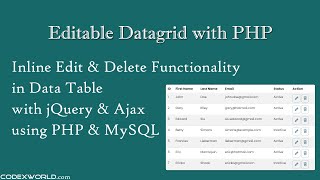 Data Table Inline Editing using jQuery Ajax PHP and MySQL [upl. by Iadahs]