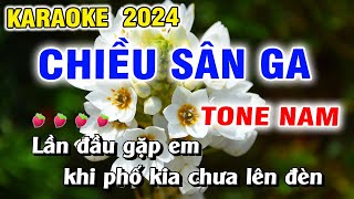 Karaoke Chiều Sân Ga Tone Nam Nhạc sống Chữ To Dễ Hát 2024Tấn Tài [upl. by Eneres265]