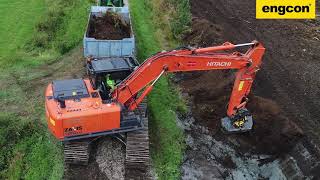 Ditch cleaning with a Hitachi ZX180LC amp engcon Tiltrotator [upl. by Ettelorahc]