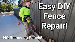 HOW TO DIY Leaning Fence Repair WITHOUT removing panels Quick amp Easy Method [upl. by Coltun352]