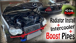 Custom Cooling System For The M104 TURBO Mercedes quotC180quot  BIGGER Boost Pipes amp Intercooler INSTALL [upl. by Ardaed]