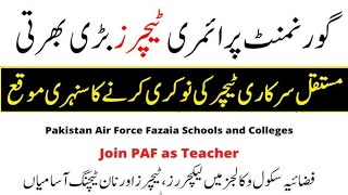 Govt Teaching Jobs  Lecturer Primary Account Manager  Latest Jobs in PAF [upl. by Thamora]