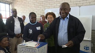 South Africas President Ramaphosa votes in general election in Soweto  AFP [upl. by Bronk]