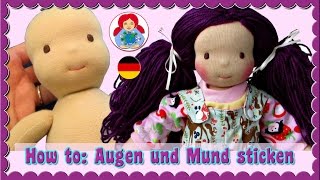 DIY  How to Augen und Mund sticken Waldorfpuppe Sami Puppe  Sami Doll Tutorials [upl. by Darwin87]