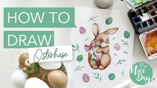 Wir malen zusammen einen Osterhase mit Aquarell und Buntstifen [upl. by Drwde685]