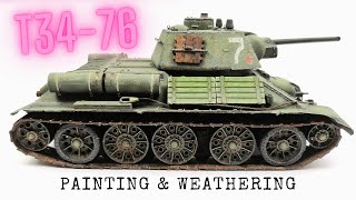 PAINTING amp WEATHERING T34  76 RUSSIAN 4BO 135 Tamiya [upl. by Yannodrahc]