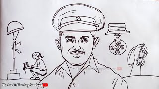 major Somnath Sharma drawing gallantry award winners poster competition outline [upl. by Ardiedal]