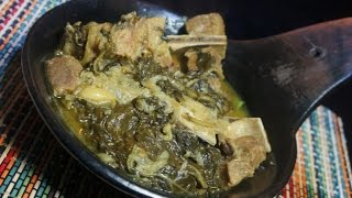 Siga be Gomen Recipe Ethiopian  Amharic Sega Lamb bones amp Spinach Collards [upl. by Nerehs]