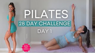 Beginner Pilates for Weight Loss amp Strength 28 Day Challenge Day 1 [upl. by Selestina521]