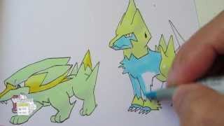 How to draw Pokemon No 309 Electrike No 310 Manectric [upl. by Stoll]