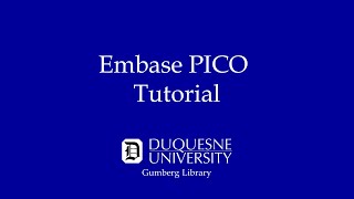 Embase PICO Tutorial Video [upl. by Sharity515]