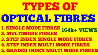 TYPES OF OPTICAL FIBERS  SINGLE MODE MULTI MODE STEP INDEX GRADED INDEX OPTICAL FIBERS  NOTES [upl. by Ayotak753]