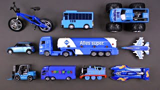 Learning Blue Street Vehicles for Kids  Hot Wheels Matchbox Tomica トミカ Cars and Trucks Tayo 타요 [upl. by Atsylac]