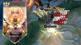 TOP 1 GLOBAL BEATRIX NEW 1 SHOT BUILD AND EMBLEM 2024 MLBB [upl. by Marylynne]