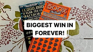 BIGGEST WIN in forever during the battle of the 50 Florida lottery scratch off tickets [upl. by Besse20]