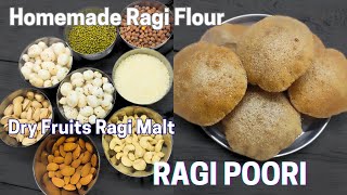 Healthy Ragi Malt for Kids  Homemade Ragi Flour Recipe  Ragi Poori Recipe  Breakfast amp Snacks [upl. by Wrightson476]