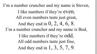 Y3 Number Cruncher Song Odd and Even Numbers [upl. by Acinyt]