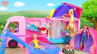 Barbie Dream Camper BarbiePuppe Wohnmobil Berkemah mobil untuk boneka [upl. by Savill454]