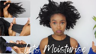 HOW TO MOISTURIZE 4C LOW POROSITY HAIR  Mid week Winter Routine Stretched Hair [upl. by Nahtan]