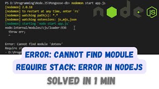 Error Cannot find module  nodejs error solved [upl. by Rodmun312]