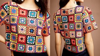 Easy crochet shirts patternscrochet Tops crochet granny square pattern topspatterns creations [upl. by Darrelle]