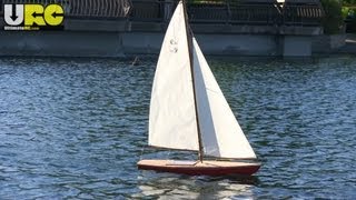 Vintage wooden RC sailboat at Heather Farm [upl. by Anirba736]