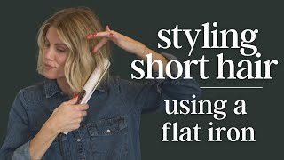 Styling Short Hair  Using a Flat Iron [upl. by Ahtelahs]