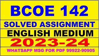 bcoe 142 solved assignment 202324  bcoe 142 solved assignment in english 2024  bcoe 142 2024 [upl. by Eninej]