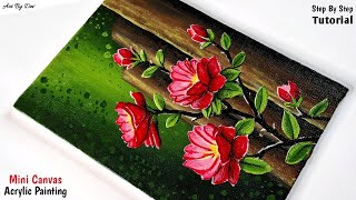 Flower Painting  Acrylic Painting  Flower Painting Acrylic  Acrylic Painting Easy  For Beginners [upl. by Kinnon]