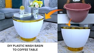 PLASTIC WASH BASIN TRANSFORMED TO COFFEE TABLE  RECYCLING PLASTIC DIY PROJECTS 2024 [upl. by Gonnella206]