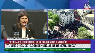 Conferencia de prensa de Patricia Bullrich tras el debut del protocolo antipiquete [upl. by Ronnoc]