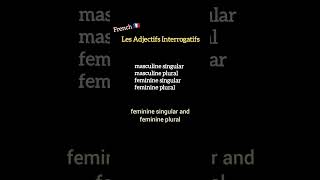 Interrogative adjectives in French frenchlanguage learnfrench learnfrenchwithrk2850 [upl. by Sprague]