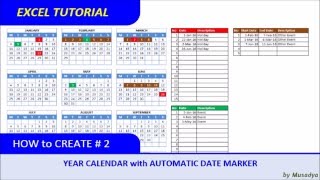 How to Create Excel Calendar for Specific Year with Automatic Date Marker [upl. by Terrab717]