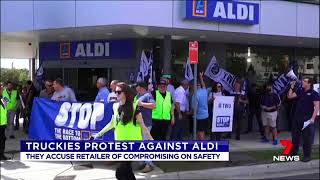 CH7 SYD Truckies Protest at ALDI [upl. by Pembroke79]