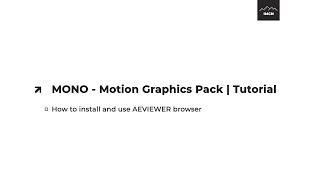 How to install and use AEVIEWER  MONO  Motion Graphics Pack  After Effects [upl. by Trahurn]