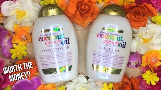 OGX Coconut Miracle Oil Shampoo And Conditioner  Hair Wash Day Routine  Lucidly Selfcare [upl. by Aret12]