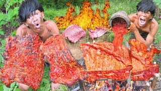 Cook Pork Rib Recipe Yummy Eatng By Kmeng Prey  Wilderness Cooking [upl. by Neelrac]