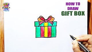 How to Draw a Cute Gift Box for Christmas [upl. by Rimola198]