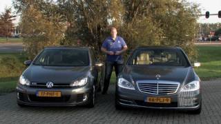 Verbruiktest Mercedes S250 CDI en VW Golf GTD English Subtitles [upl. by Adna]