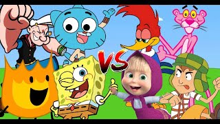 MUGEN Request 630 SpongeBob Popeye Gumball Firey VS Chavo Pink Panther Woody Woodpecker Masha [upl. by Ghiselin]