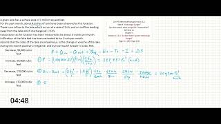 PE Exam Practice Problem 40 Water Resources  Hydrologic Budget  Surface Water System [upl. by Yasu976]