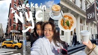 a week in NYC VLOG 🗽🍝 best cafes amp restaurants tourist activities hanging with friends [upl. by Oenire]