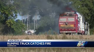 Garbage truck fueled by natural gas bursts into flames in Harrison [upl. by Eelta948]