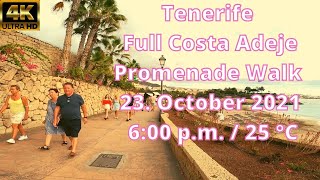 Tenerife  Full Costa Adeje Promenade Walk  23 October 2021 [upl. by Annawek977]