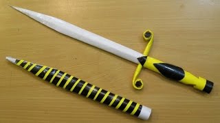 How to make a paper Mini Stiletto Sword  Easy fancy sword knife Tutorials [upl. by Emmaline249]