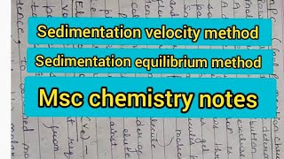 sedimentation method  sedimentation velocity and equilibrium method  msc notes [upl. by Church]