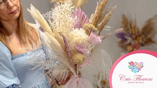 Cum sa creezi un buchet de mireasa cu flori si plante criogenate sau uscate  Crio Flowers Tutorial [upl. by Gnilrets]