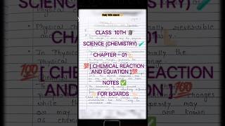 Chemical reaction amp equation🧪✨ Handwritten Notes based on class 10 Science NCERT book 📚 by  Adarsh [upl. by Yroggerg]